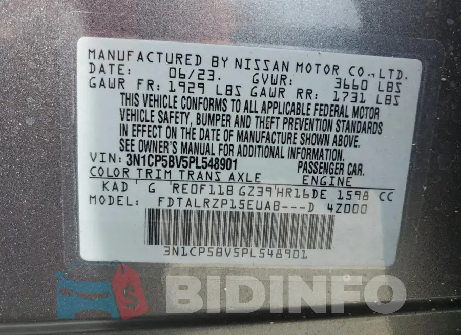 3N1CP5BV5PL548901 Photo# 13