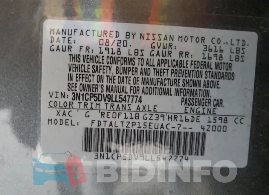 3N1CP5DV9LL547774 Photo# 12