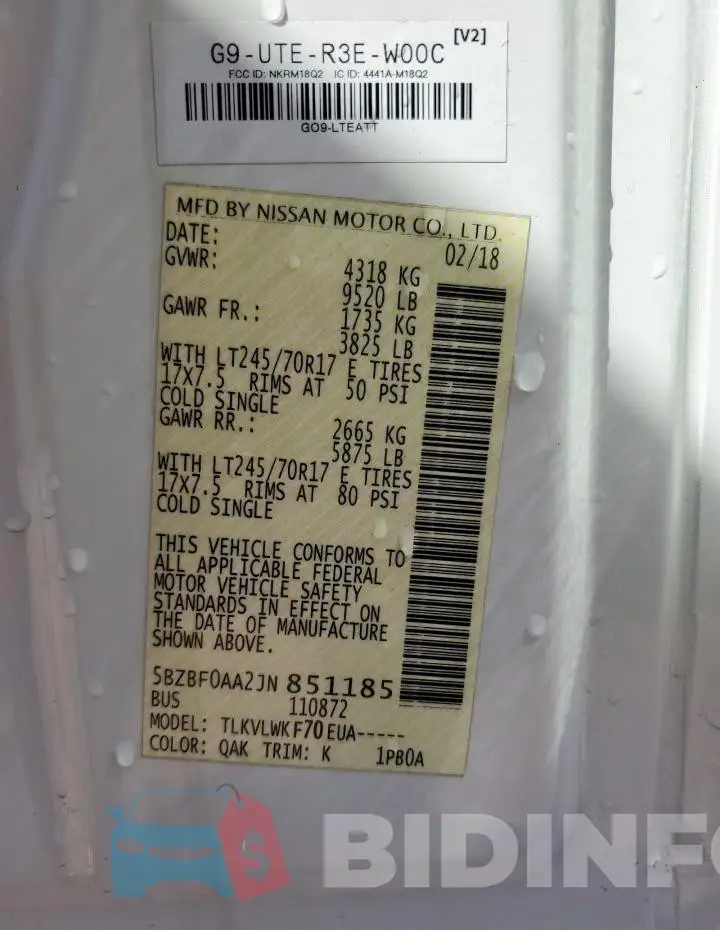 5BZBF0AA2JN851185 Photo# 13