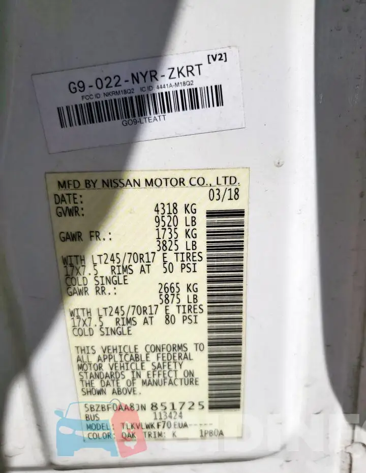 5BZBF0AA8JN851725 Photo# 13