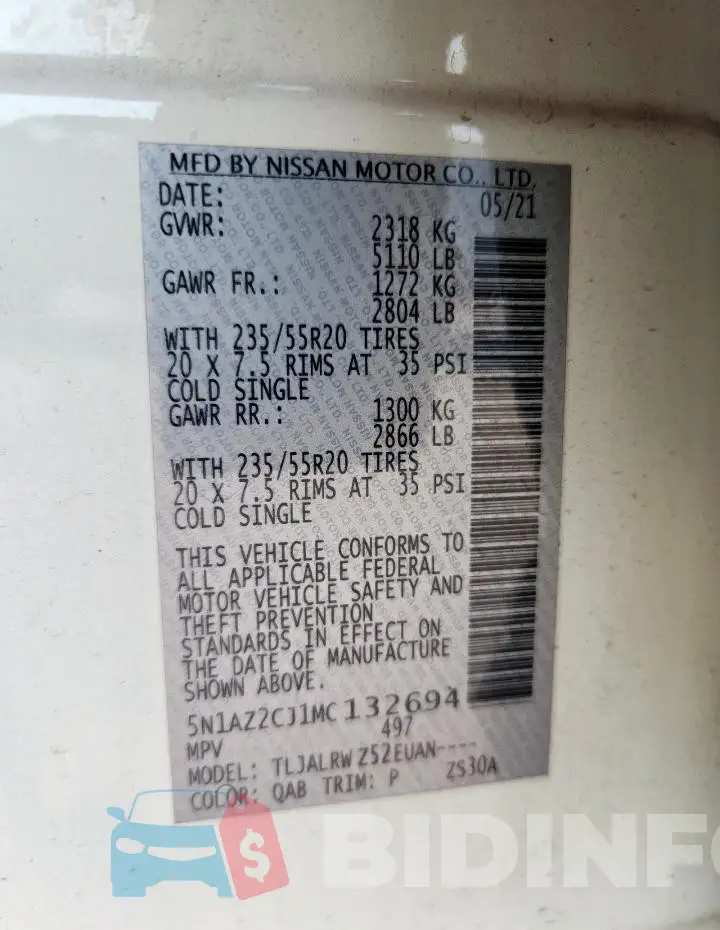 5N1AZ2CJ1MC132694 Photo# 14