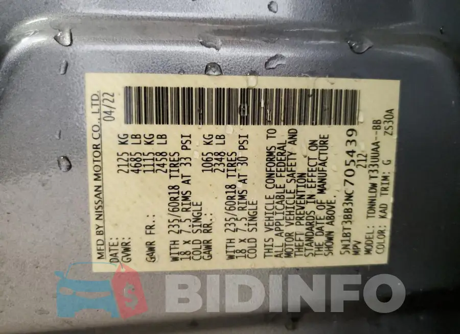 5N1BT3BB3NC705439 Photo# 13