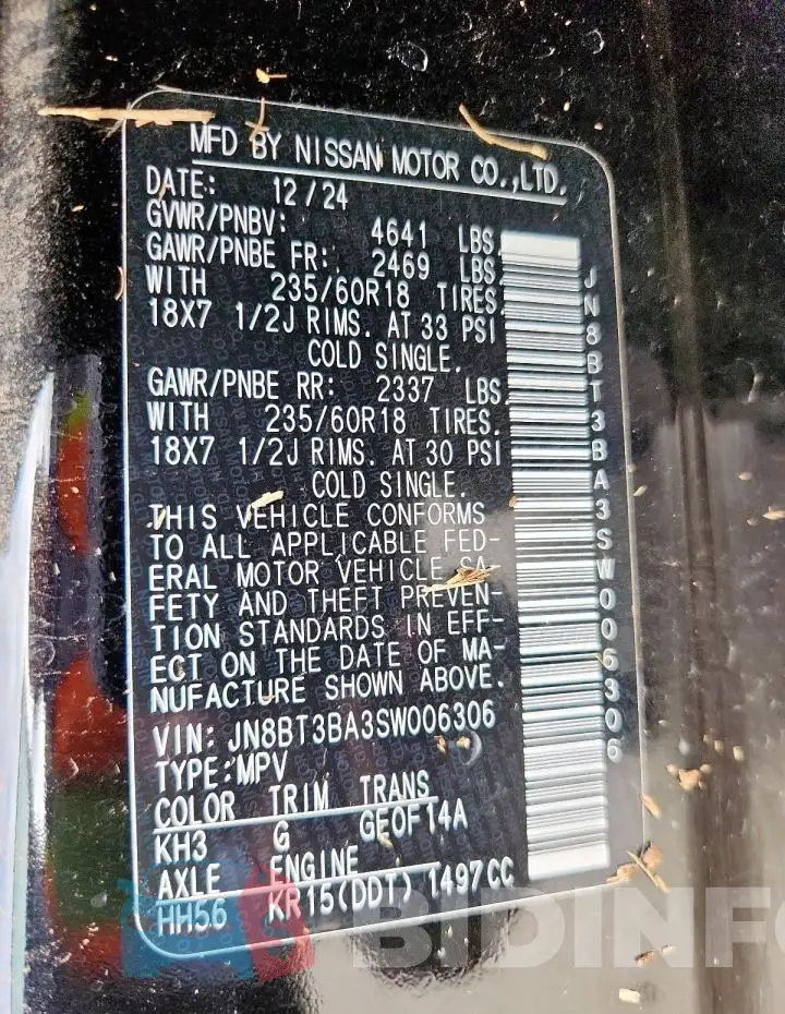 JN8BT3BA3SW006306 Photo# 14