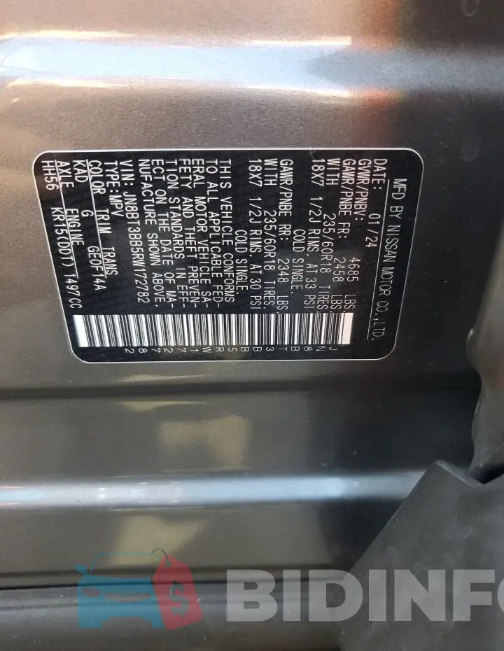 JN8BT3BB5RW172782 Photo# 13
