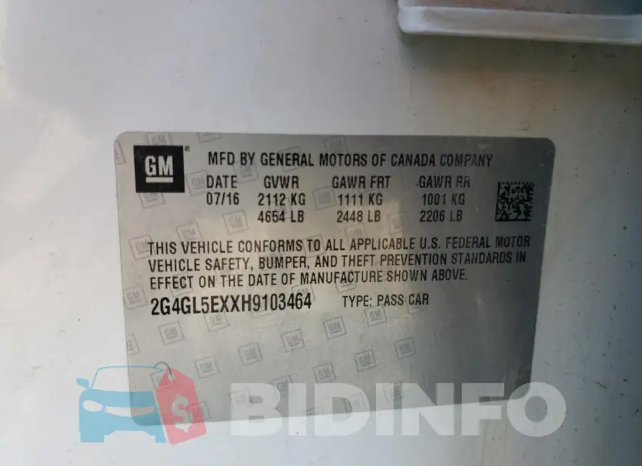 2G4GL5EXXH9103464 Photo# 12