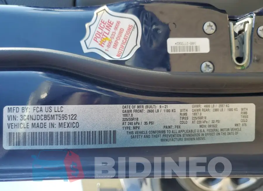 3C4NJDCB5MT595122 Photo# 13