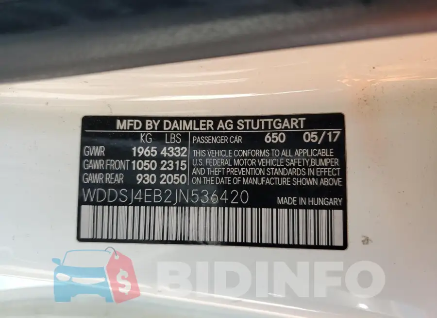 WDDSJ4EB2JN536420 Photo# 12