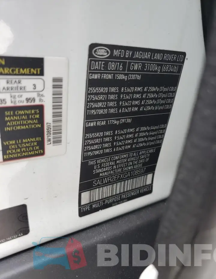 SALWR2EFXGA108597 Photo# 13