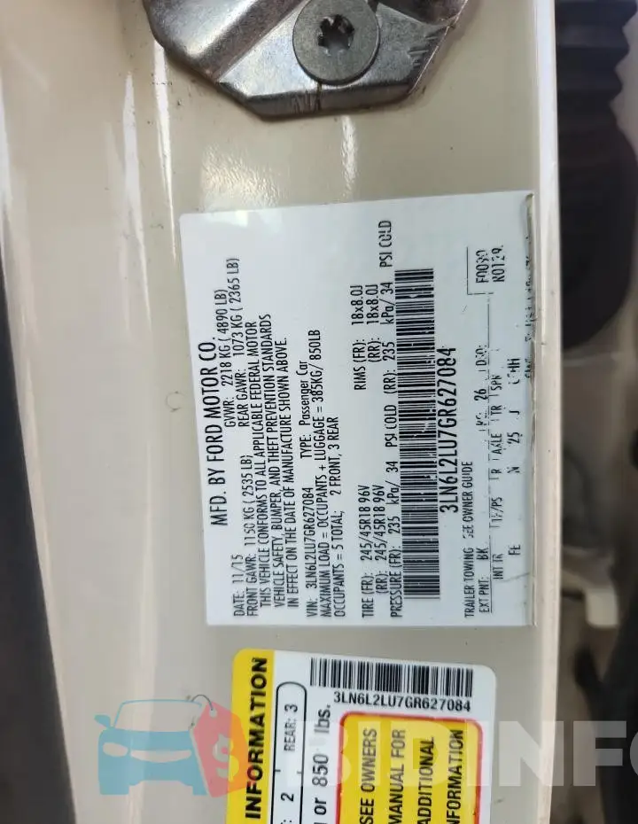 3LN6L2LU7GR627084 Photo# 12