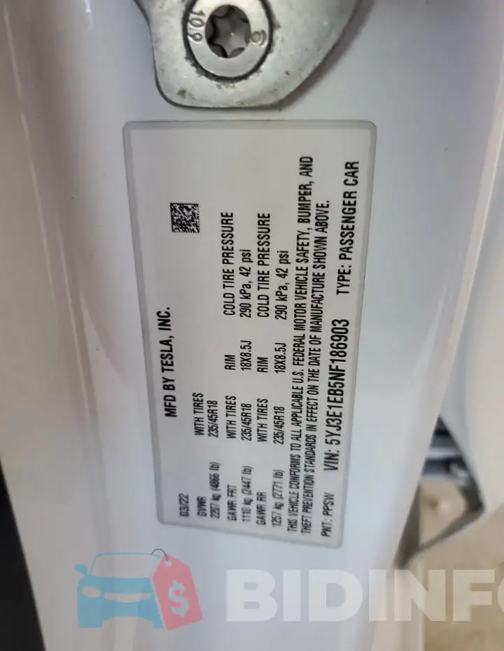 5YJ3E1EB5NF186903 Photo# 12