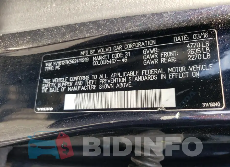 YV1612TK5G2411919 Photo# 12