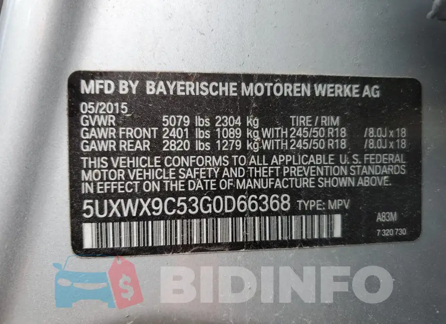 5UXWX9C53G0D66368 Photo# 13