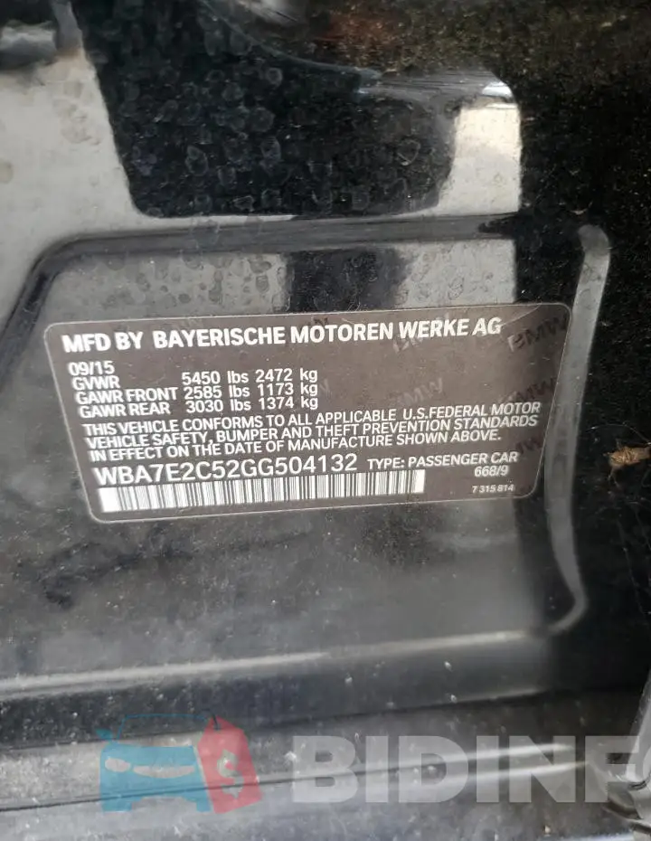 WBA7E2C52GG504132 Photo# 12