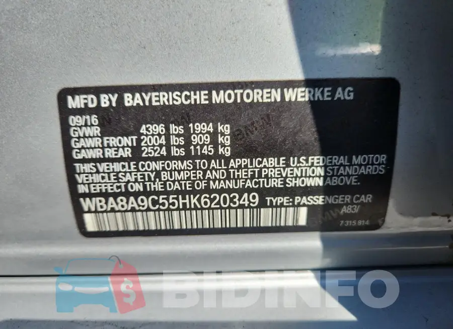 WBA8A9C55HK620349 Photo# 12