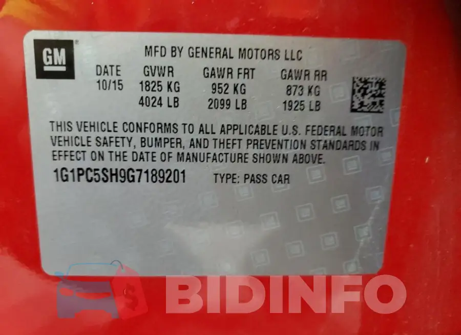 1G1PC5SH9G7189201 Photo# 12