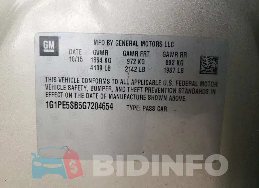 1G1PE5SB5G7204654 Photo# 12