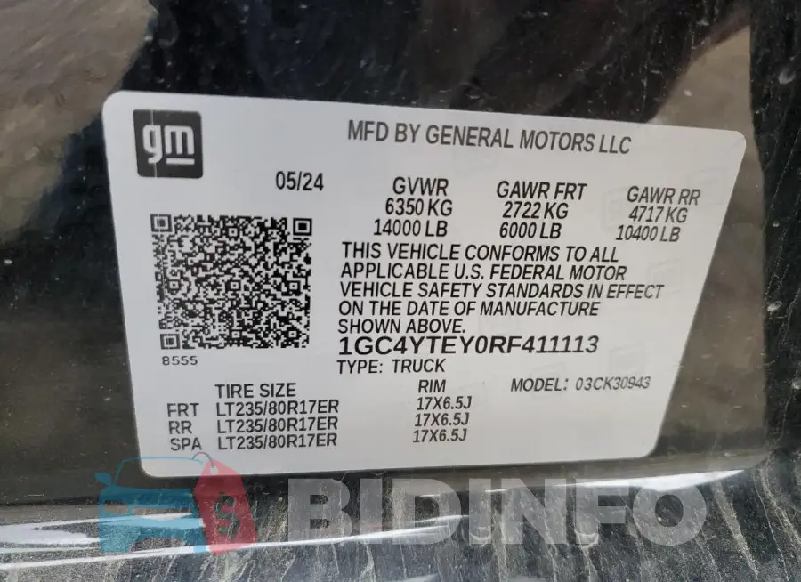 1GC4YTEY0RF411113 Photo# 12