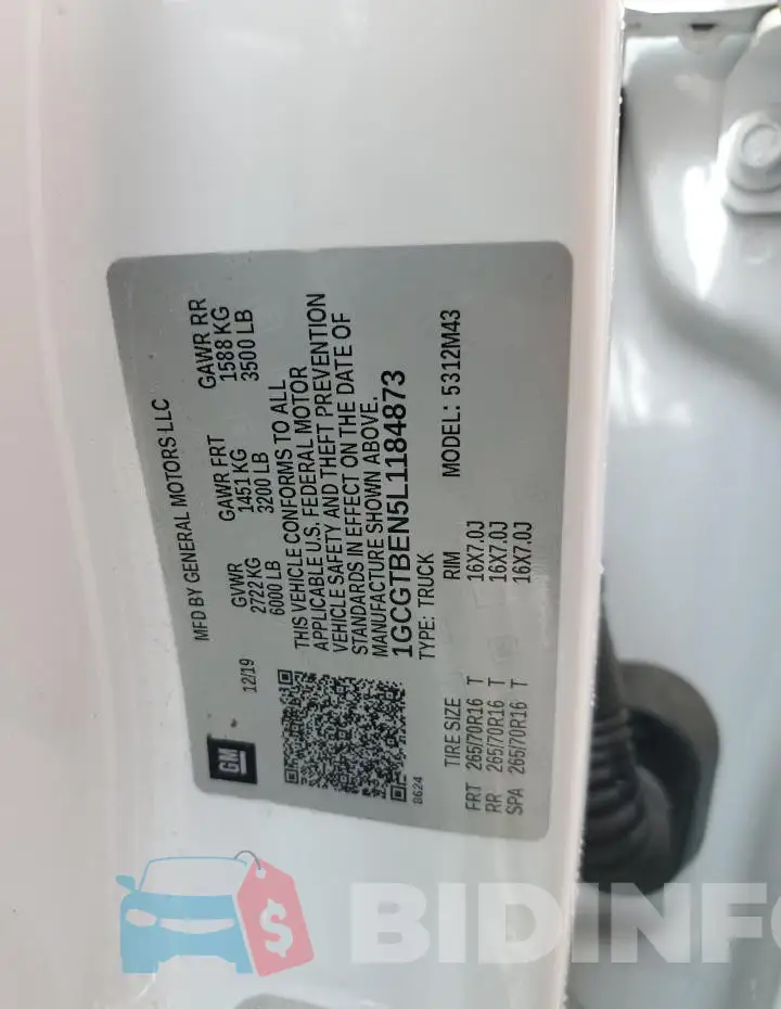 1GCGTBEN5L1184873 Photo# 12