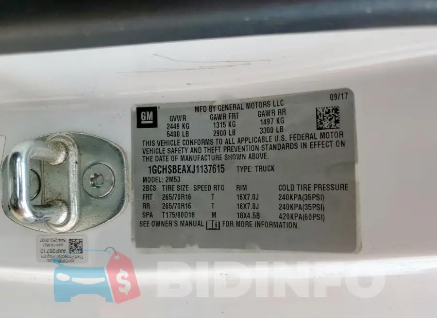 1GCHSBEAXJ1137615 Photo# 12