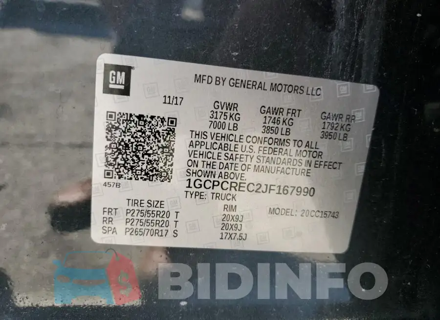 1GCPCREC2JF167990 Photo# 12