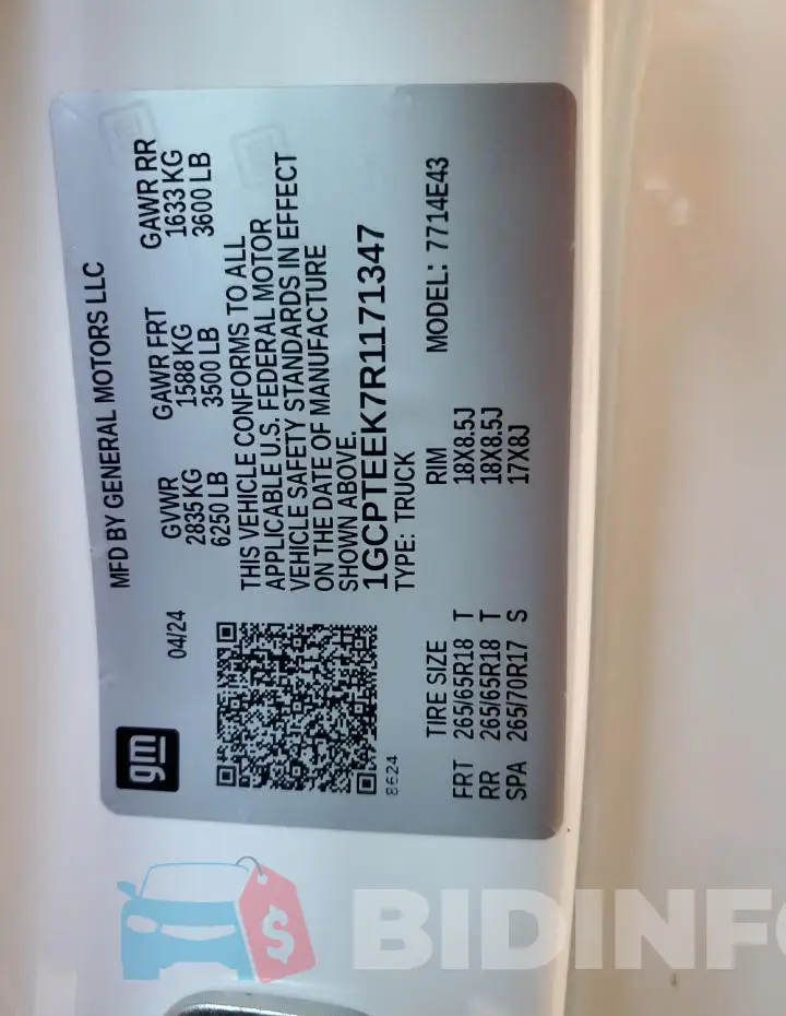 1GCPTEEK7R1171347 Photo# 13