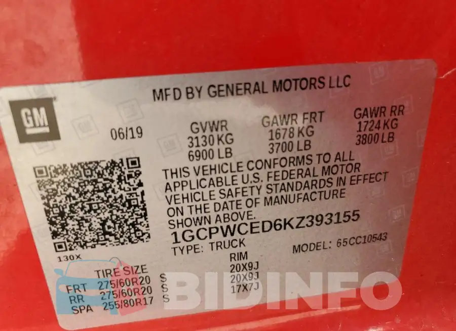 1GCPWCED6KZ393155 Photo# 12