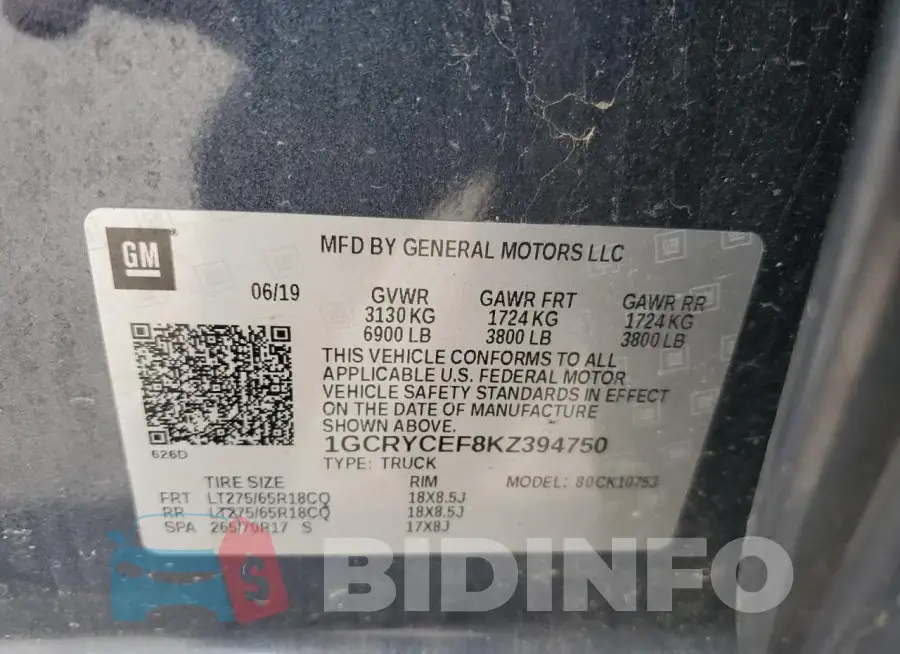 1GCRYCEF8KZ394750 Photo# 13
