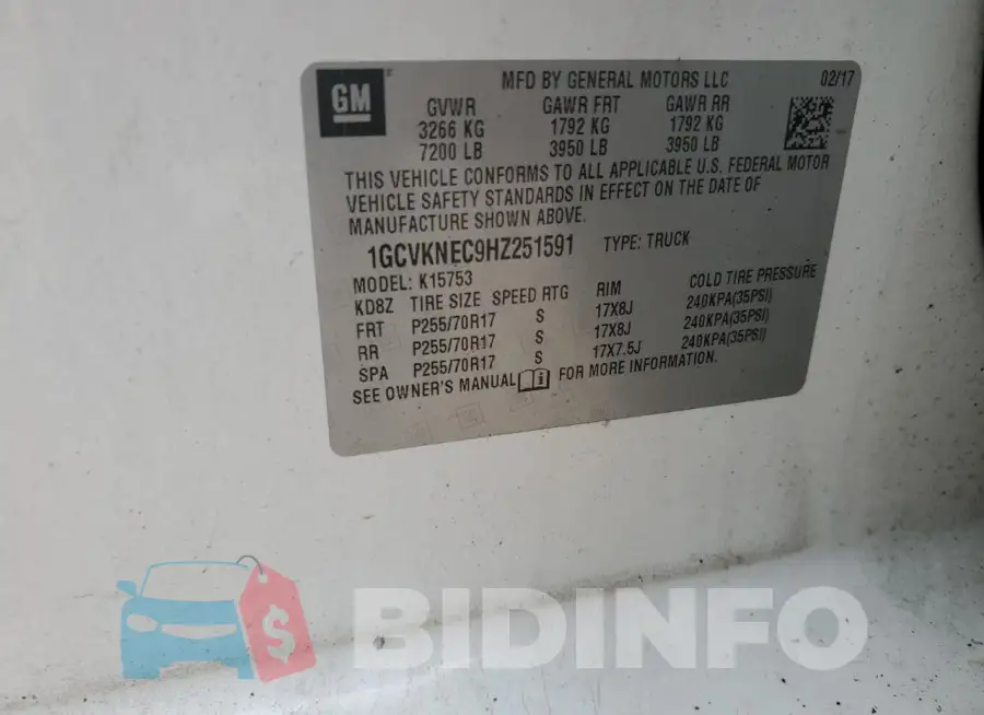 1GCVKNEC9HZ251591 Photo# 12