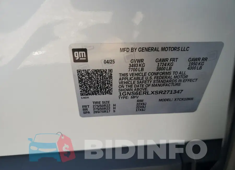 1GNS6ERLXSR271347 Photo# 13