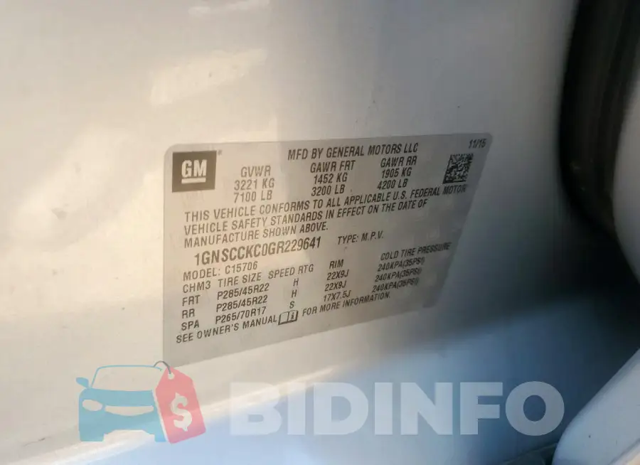 1GNSCCKC0GR229641 Photo# 13