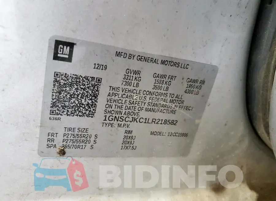 1GNSCJKC1LR218582 Photo# 12