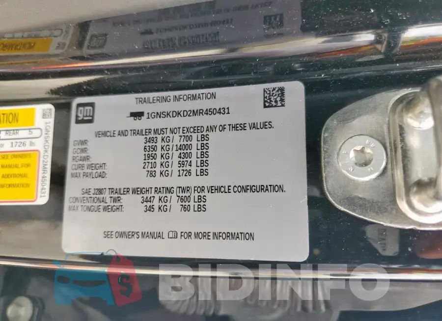 1GNSKDKD2MR450431 Photo# 13