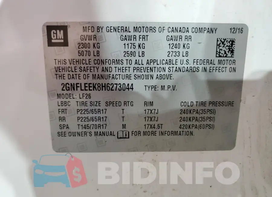 2GNFLEEK8H6273044 Photo# 13