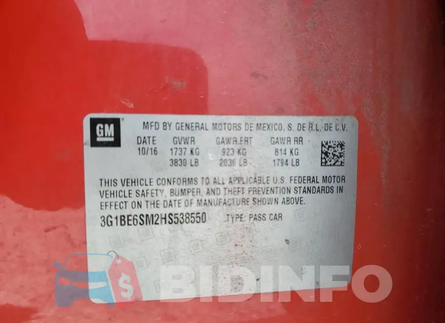 3G1BE6SM2HS538550 Photo# 12