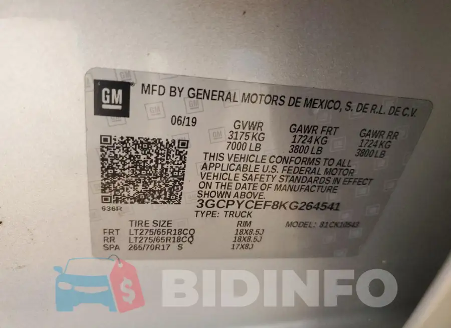 3GCPYCEF8KG264541 Photo# 12