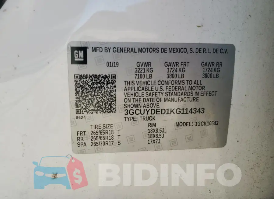 3GCUYDED1KG114343 Photo# 12