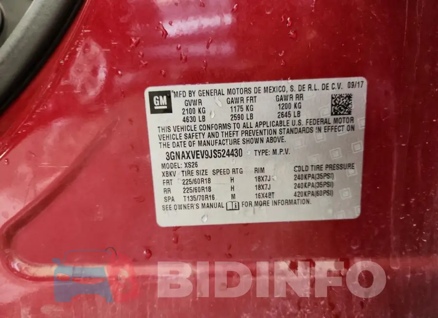 3GNAXVEV9JS524430 Photo# 14