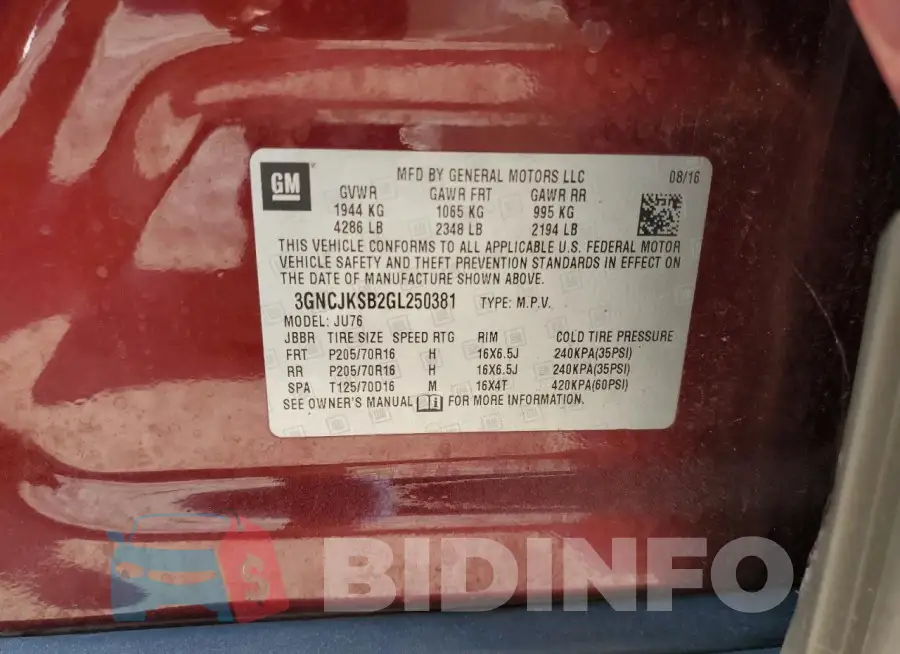 3GNCJKSB2GL250381 Photo# 12