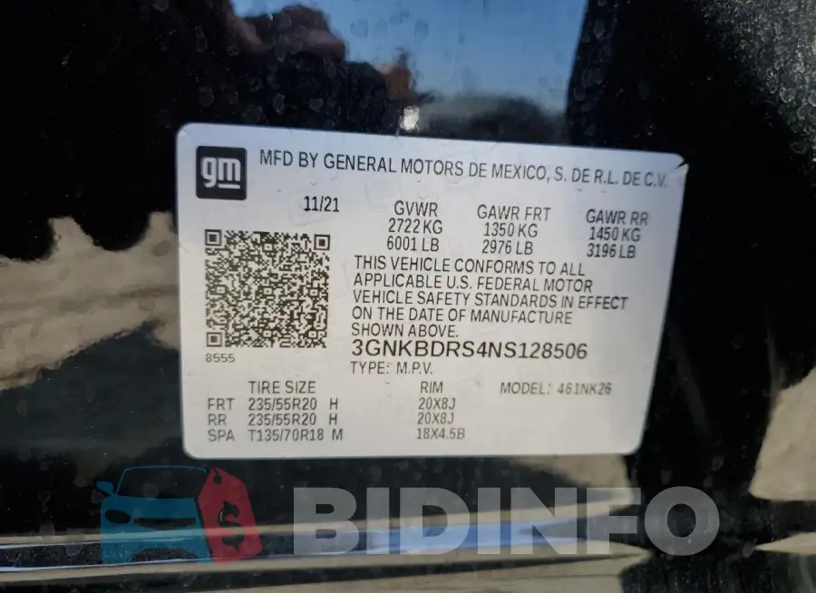 3GNKBDRS4NS128506 Photo# 14