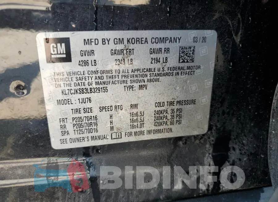KL7CJKSB3LB329155 Photo# 13