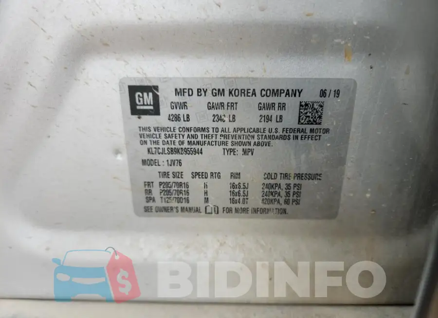 KL7CJLSB9KB955944 Photo# 14
