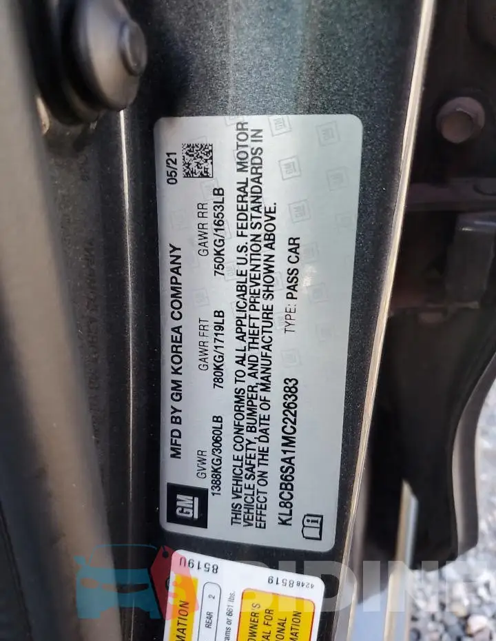 KL8CB6SA1MC226383 Photo# 13