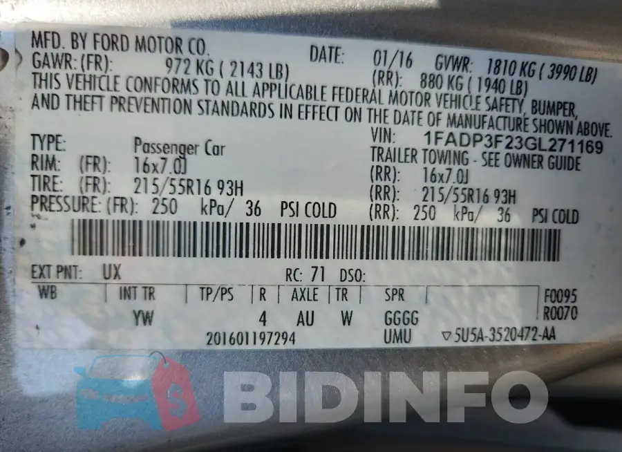 1FADP3F23GL271169 Photo# 12