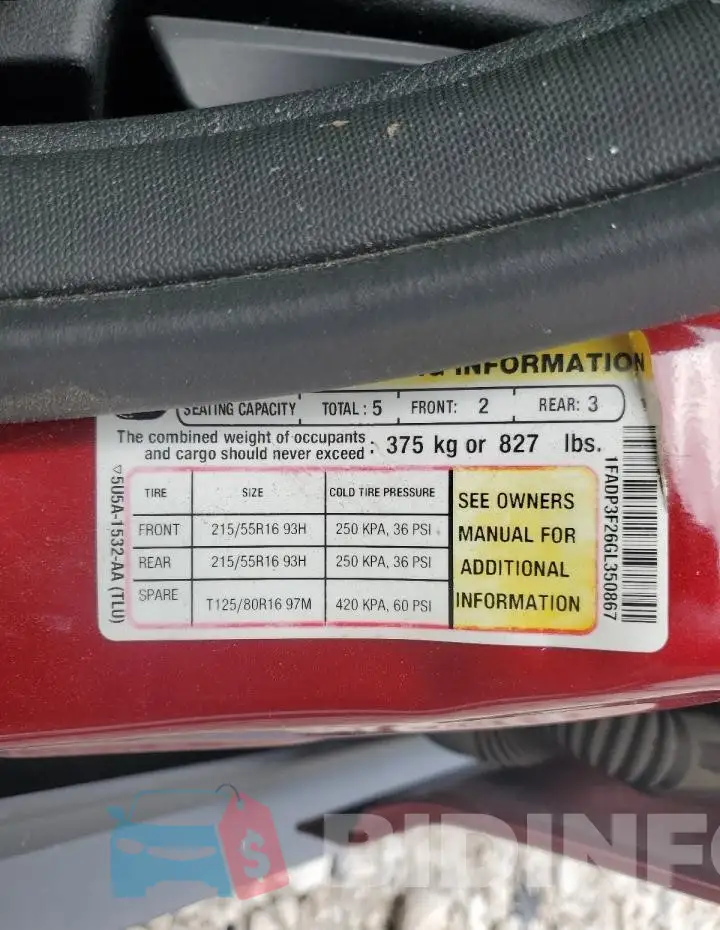 1FADP3F26GL350867 Photo# 12
