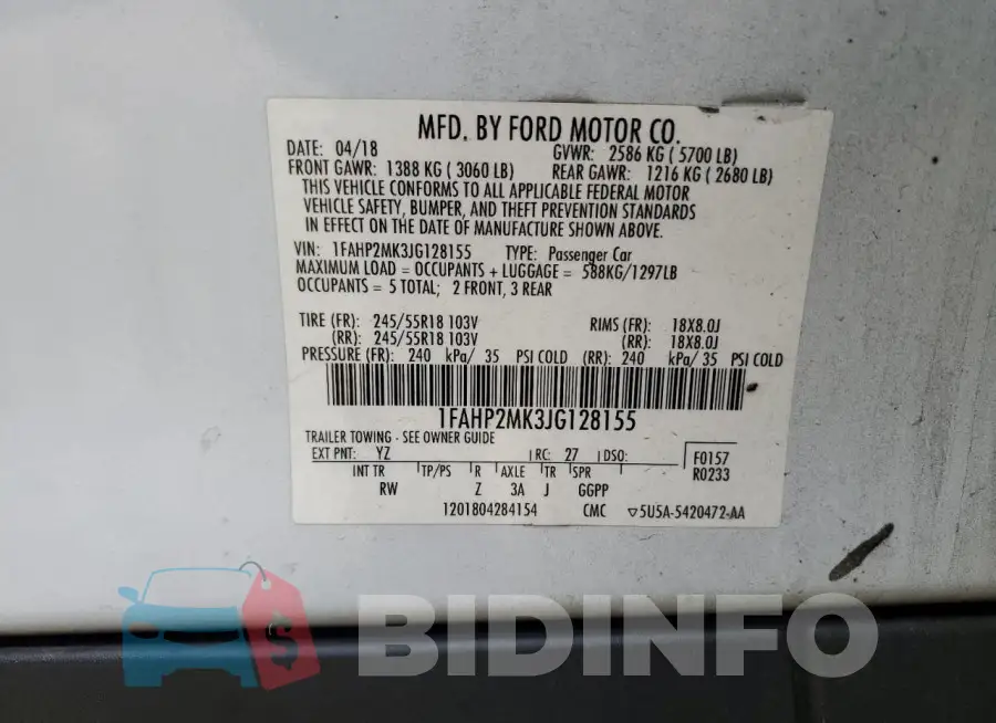 1FAHP2MK3JG128155 Photo# 12
