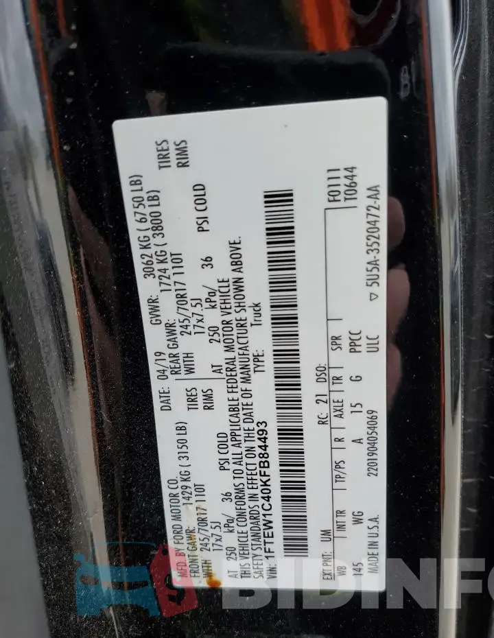 1FTEW1C40KFB84493 Photo# 12
