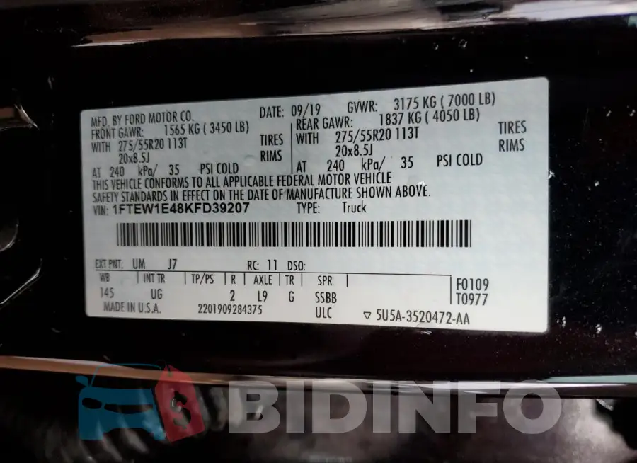 1FTEW1E48KFD39207 Photo# 12