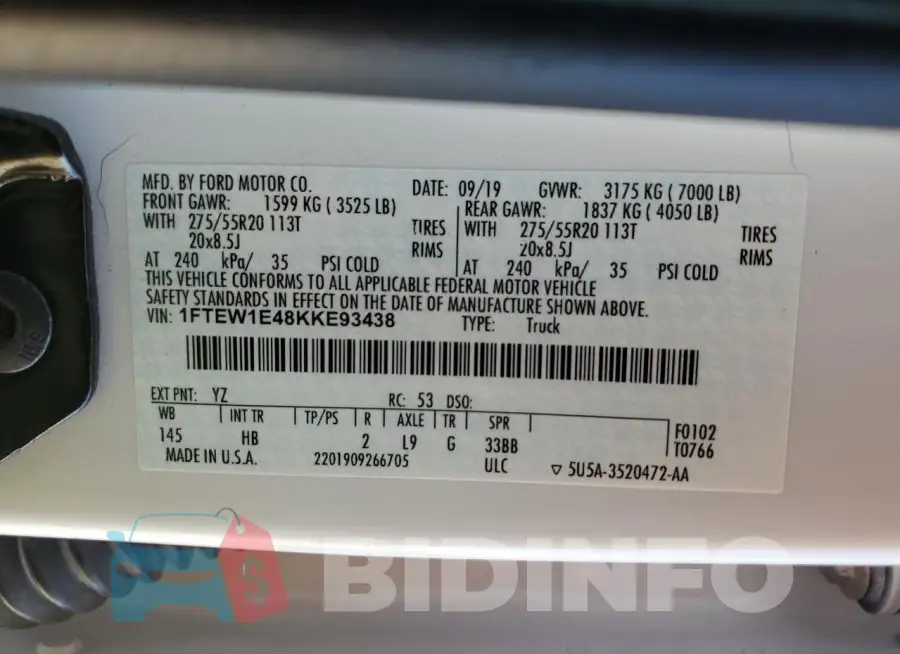 1FTEW1E48KKE93438 Photo# 12