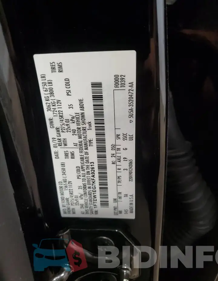 1FTEW1EG7KFA92613 Photo# 13