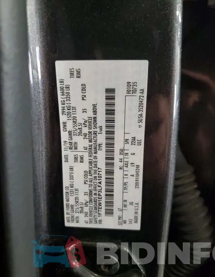 1FTEW1EP3LFA10717 Photo# 13